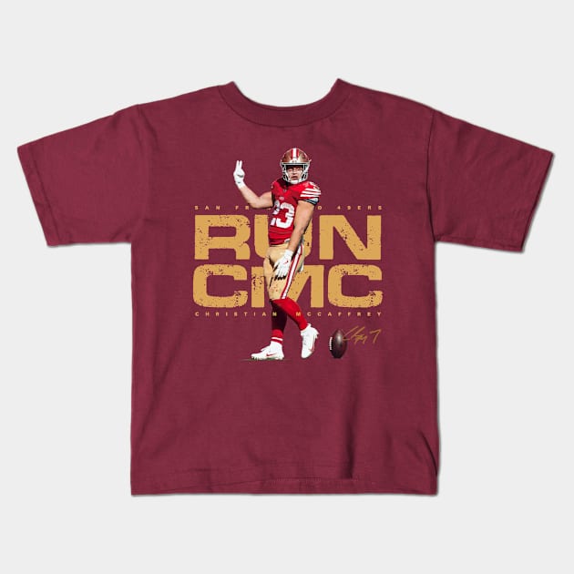 Christian McCaffrey Kids T-Shirt by Juantamad